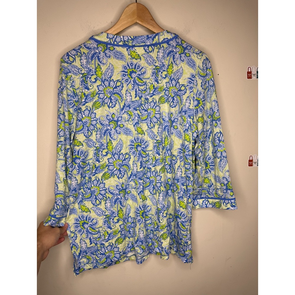 Belle by Kim Gravel Rayon Spandex Pintuck Tassel Top santorini blue, medium #25# - Picture 12 of 12
